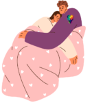 A man and woman cuddling in a blanket who are Exploring Autism and Sexuality.