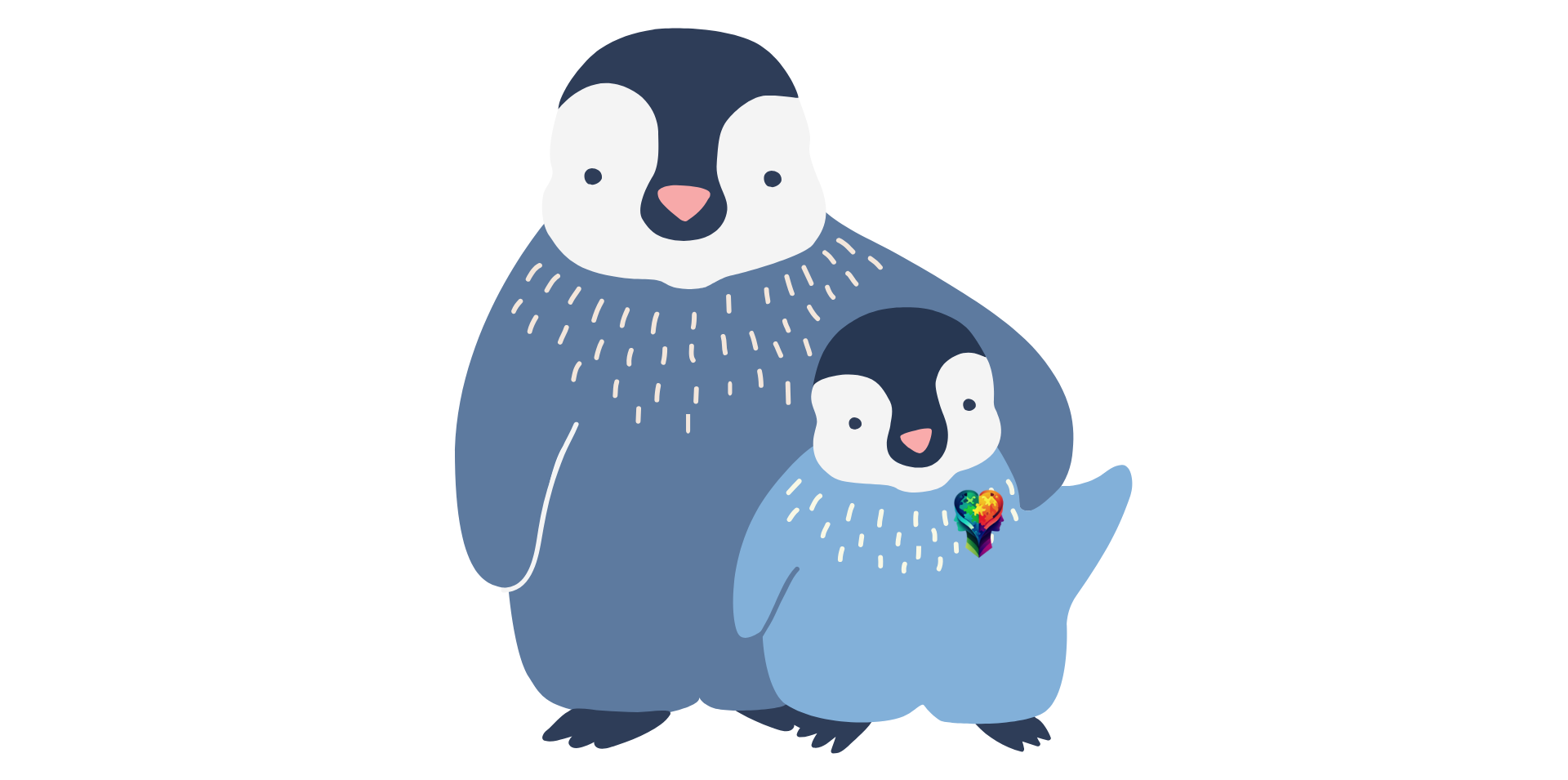 Two cartoon penguins offering Neurodiverse Love Languages_ The Ultimate Guide